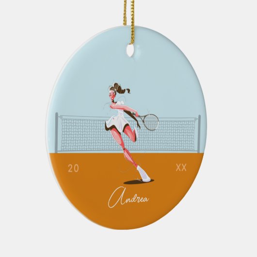 Name und Jahr des Tennis-Cartoon der Girl's Keramik Ornament (Rechts)