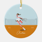 Name und Jahr des Tennis-Cartoon der Girl's Keramik Ornament (Vorne)