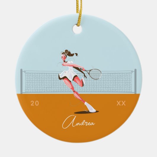 Name und Jahr des Tennis-Cartoon der Girl's Keramik Ornament (Vorne)