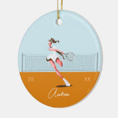 Name und Jahr des Tennis-Cartoon der Girl's Keramik Ornament (Links)