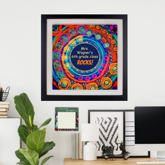 Name und Klassenrock des Lehrers, bunter Spaß Poster