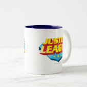 Name und Logo der "Gerechtigkeitsliga" Zweifarbige Tasse (VorderseiteRechts)