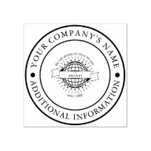 Name und Logo für die Briefmarke aus Kautschuk