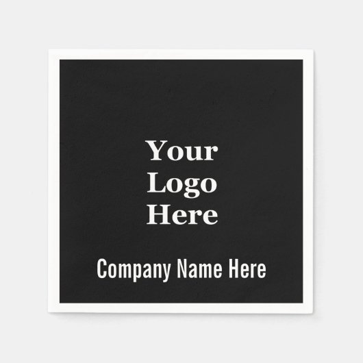Name und Logo Schwarz und Weiß Serviette (Vorderseite)