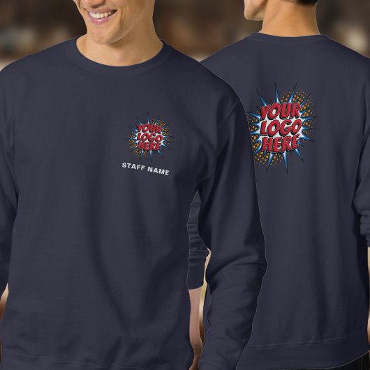 Name und Logo Upload Vorlage/Front & Back/Navy Sweatshirt