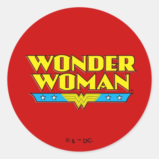 Name und Logo von Wonder Woman Runder Aufkleber (Vorderseite)