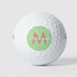 Name und moderne Monogramm für Minze und Koralle,  Golfball