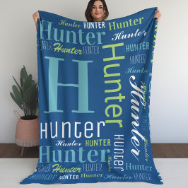Name und Monogram Cloud Word Art Blanket für Junge Fleecedecke