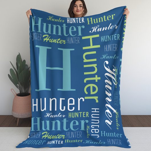 Name und Monogram Cloud Word Art Blanket für Junge Fleecedecke
