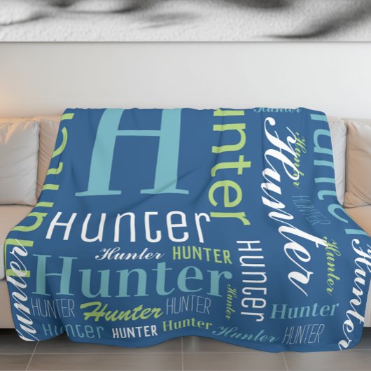 Name und Monogram Cloud Word Art Blanket für Junge Fleecedecke
