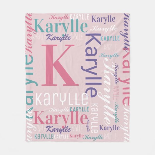 Name und Monogram Cloud Word Art Blanket für Mädch Fleecedecke (Vorderseite)