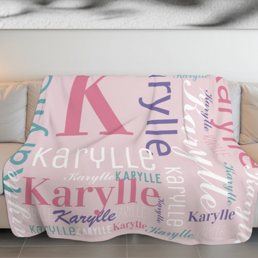 Name und Monogram Cloud Word Art Blanket für Mädch Fleecedecke