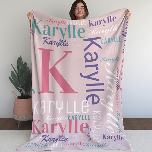 Name und Monogram Cloud Word Art Blanket für Mädch Fleecedecke