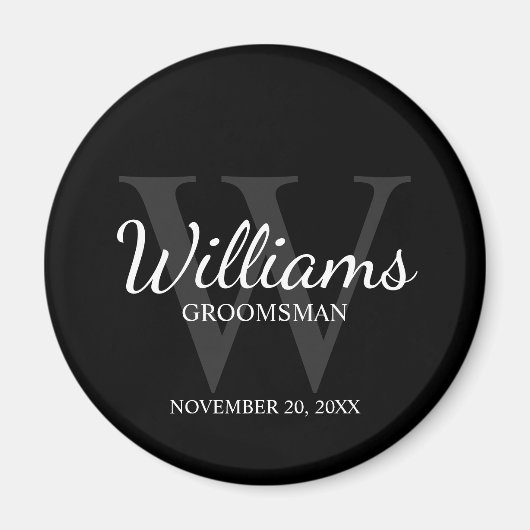 Name und Monogram für Personalisierte Script-Trauz Magnet (Vorne)