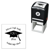 Name und Monogram Script Graduation Cap-Klasse Permastempel (Beispiel)