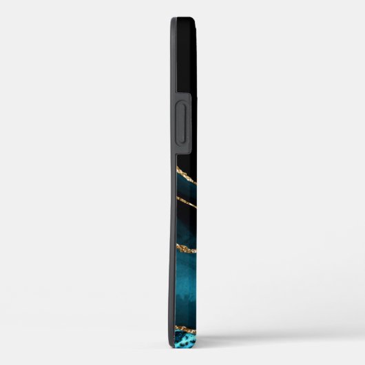 Name und Monogramm, Aquamarin/schwarz, Gold/Weiß Case-Mate iPhone Hülle (Rückseite / Rechts)