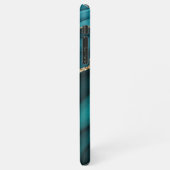 Name und Monogramm, Aquamarines schwarzes Tor, Aqu iPhone Hülle (Linke Seite)