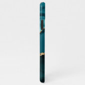 Name und Monogramm, Aquamarines schwarzes Tor, wei iPhone Hülle (Rechte Seite)