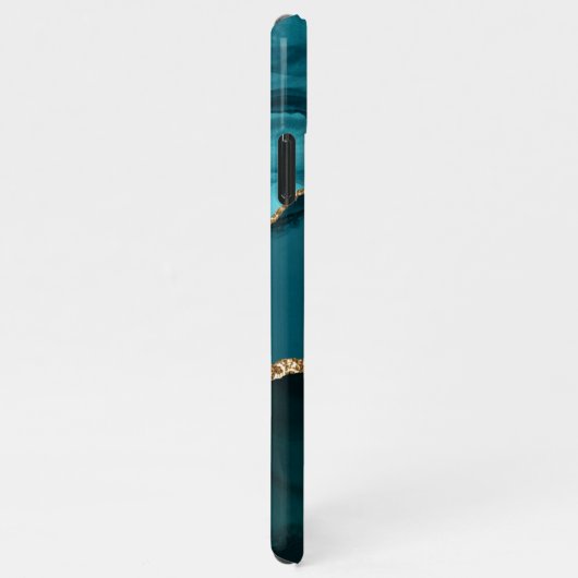 Name und Monogramm, Aquamarines schwarzes Tor, wei iPhone Hülle (Rechte Seite)