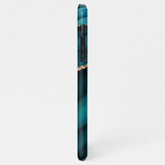 Name und Monogramm, Aquamarines schwarzes Tor, wei iPhone Hülle (Linke Seite)