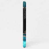 Name und Monogramm, Aquamarines schwarzes Tor, wei iPhone Hülle (Linke Seite)