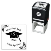 Name und Monogramm Bläschengraduiertenklasse Permastempel (Beispiel)