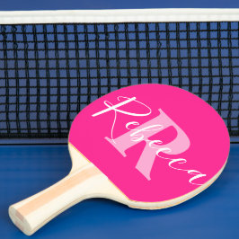 Name und Monogramm Buchstaben R rosa Tischtennis Schläger