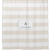 Name und Monogramm der Cremestreifen-Familie Duschvorhang (Vorderseite)