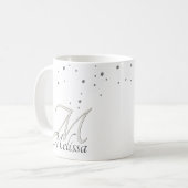 ✨ Name und Monogramm der Glitzern des Silver Glitz Kaffeetasse (Vorderseite Links)