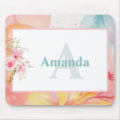 Name und Monogramm der personalisierten Aquarellfa Mousepad (Vorne)