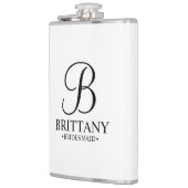 Name und Monogramm der personalisierten Bridesmaid Flachmann (Links)