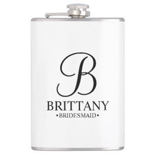 Name und Monogramm der personalisierten Bridesmaid Flachmann