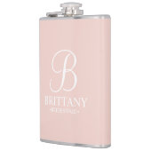 Name und Monogramm der personalisierten Bridesmaid Flachmann (Links)