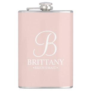 Name und Monogramm der personalisierten Bridesmaid Flachmann