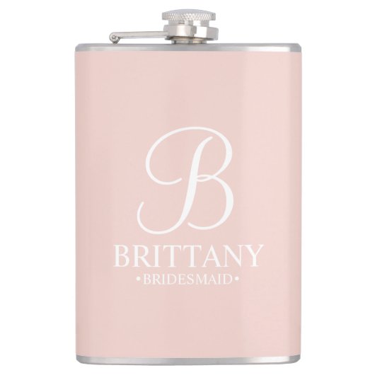Name und Monogramm der personalisierten Bridesmaid Flachmann (Vorderseite)