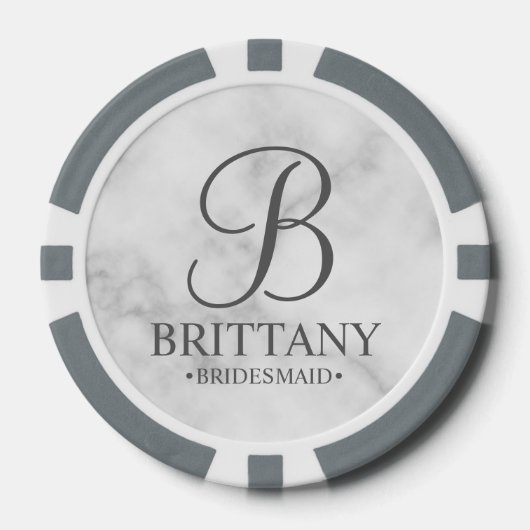 Name und Monogramm der personalisierten Bridesmaid Pokerchips (Vorderseite)