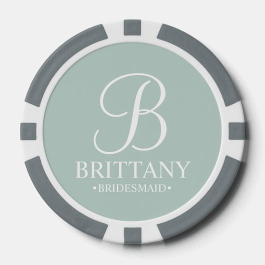 Name und Monogramm der personalisierten Bridesmaid Pokerchips (Vorderseite)