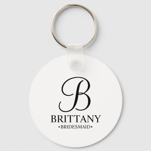 Name und Monogramm der personalisierten Bridesmaid Schlüsselanhänger (Vorderseite)