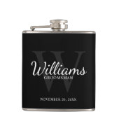 Name und Monogramm der personalisierten Trauzeuge Flachmann (Vorderseite)