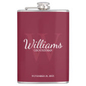 Name und Monogramm der personalisierten Trauzeuge Flachmann (Vorderseite)