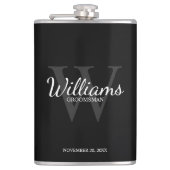 Name und Monogramm der personalisierten Trauzeuge Flachmann (Vorderseite)