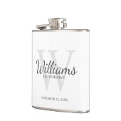 Name und Monogramm der personalisierten Trauzeuge Flachmann (Links)