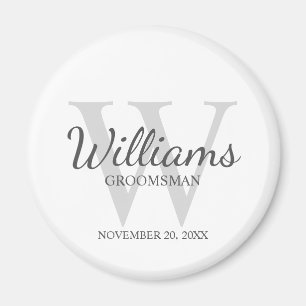 Name und Monogramm der personalisierten Trauzeuge Magnet
