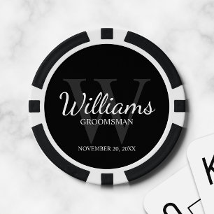 Name und Monogramm der personalisierten Trauzeuge Pokerchips