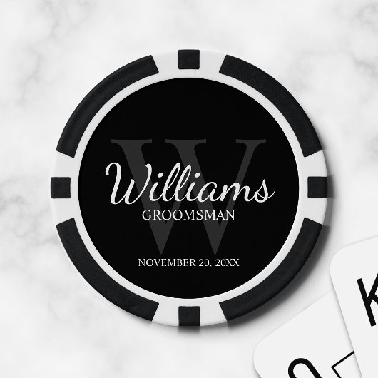 Name und Monogramm der personalisierten Trauzeuge Pokerchips
