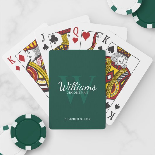 Name und Monogramm der personalisierten Trauzeuge Spielkarten