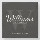 Name und Monogramm der personalisierten Trauzeuge Steinuntersetzer (Vorderseite)