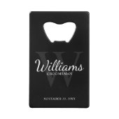 Name und Monogramm der personalisierten Trauzeugen Geldbeutel Flaschenöffner (Vorderseite)