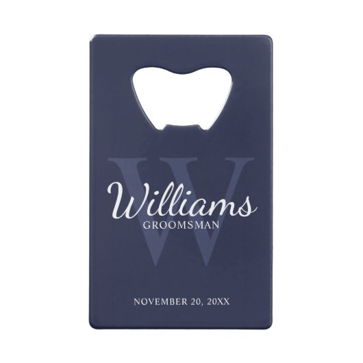 Name und Monogramm der personalisierten Trauzeugen Geldbeutel Flaschenöffner (Vorderseite)