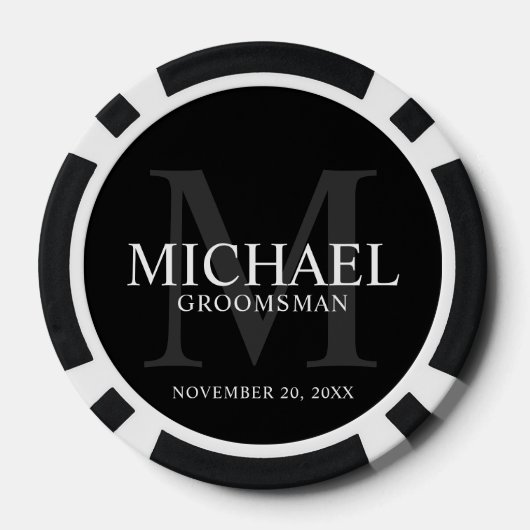 Name und Monogramm der Personalisierten Trauzeugen Pokerchips (Rückseite)